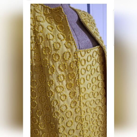VTG 80'S He-Ro Black Tie Heavily Beaded Yellow Evening Gown/DRESS 2 PC szVTG 80' - Picture 2 of 11